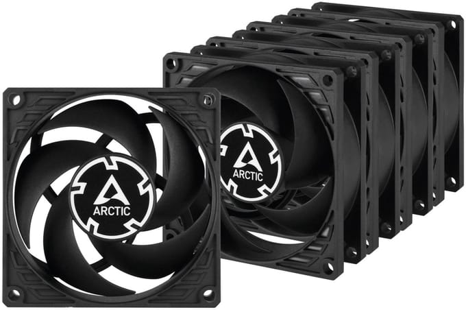 Arctic P8 PWM PST (5 pcs Value Pack) - Case ventilator - 80mm - Black - 23 dBA
