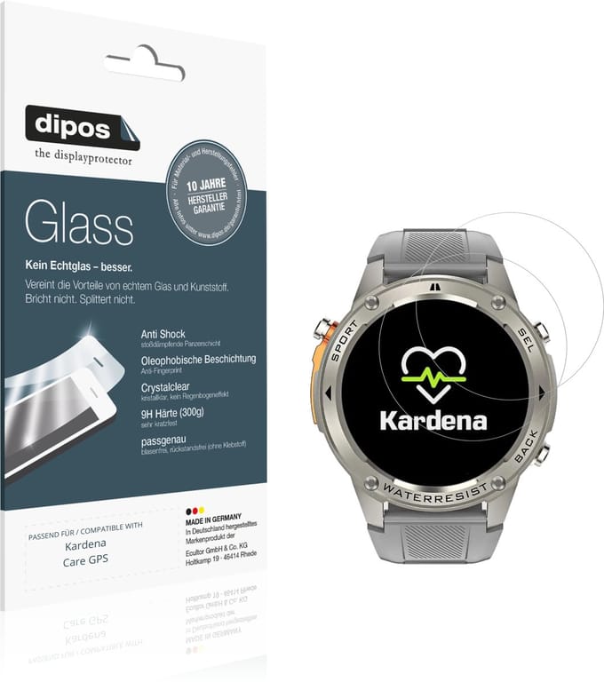 dipos – 2x Pantserfolie geschikt voor Kardena Care GPS | 9H Screenprotector