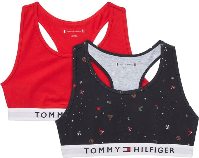 Tommy Hilfiger - 2-Pack Bralettes - Marine met kerstmotief/Rood - 10/12 jaar