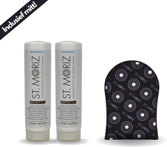 St Moriz - Gradual Tanning Lotion 275 ml - 2 pak + GRATIS Tanning Mitt