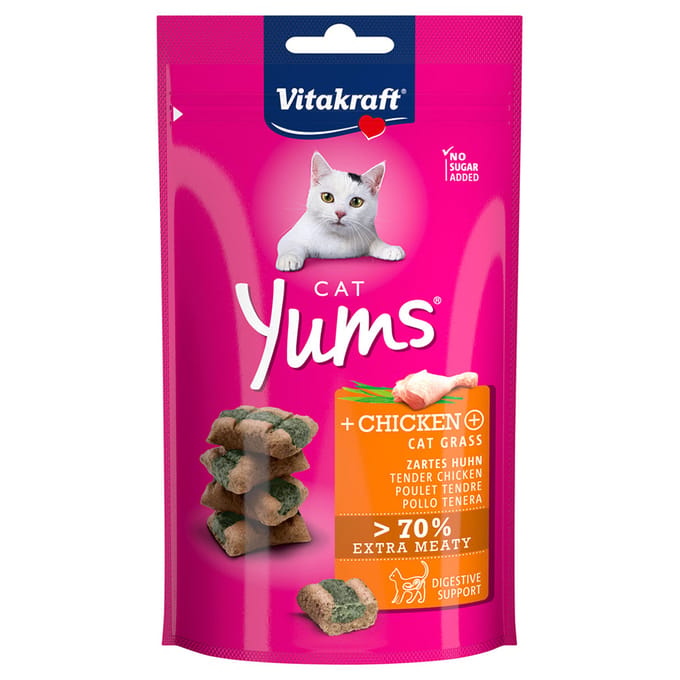 Vitakraft Cat Yums Kip & Kattengras - Kattensnack - 40 g