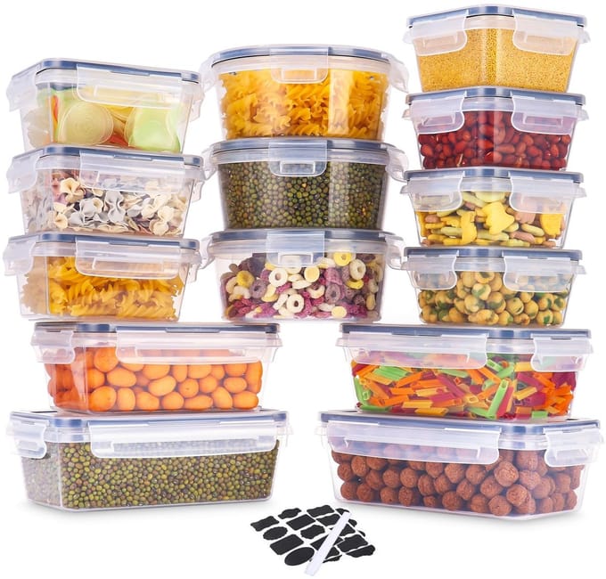 Allecto - Opslagcontainers - Voedselopslag - Set van 28 - Transparant