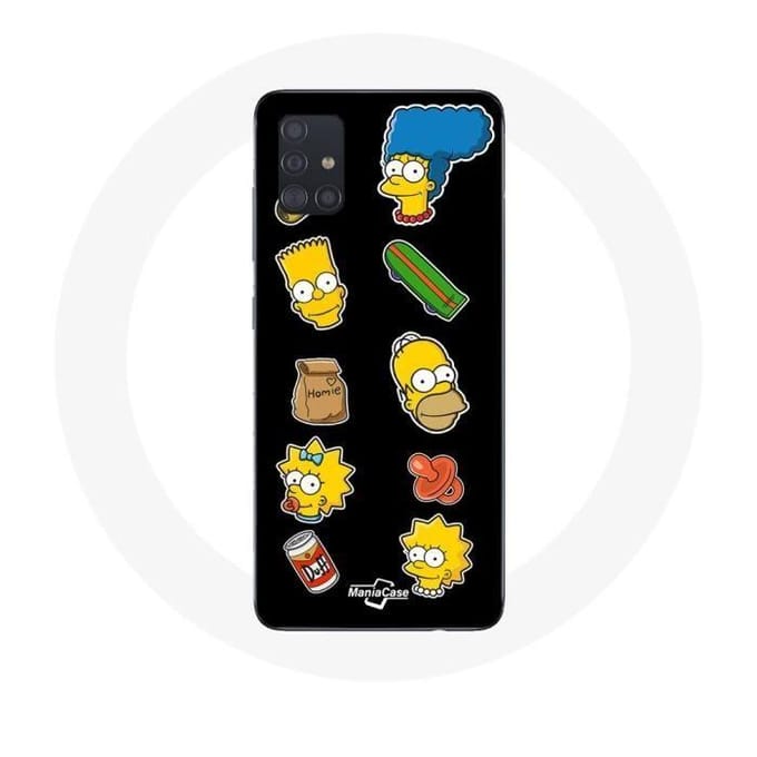 Coque pour Samsung Galaxy A71 Les Simpson autocollants fond noir