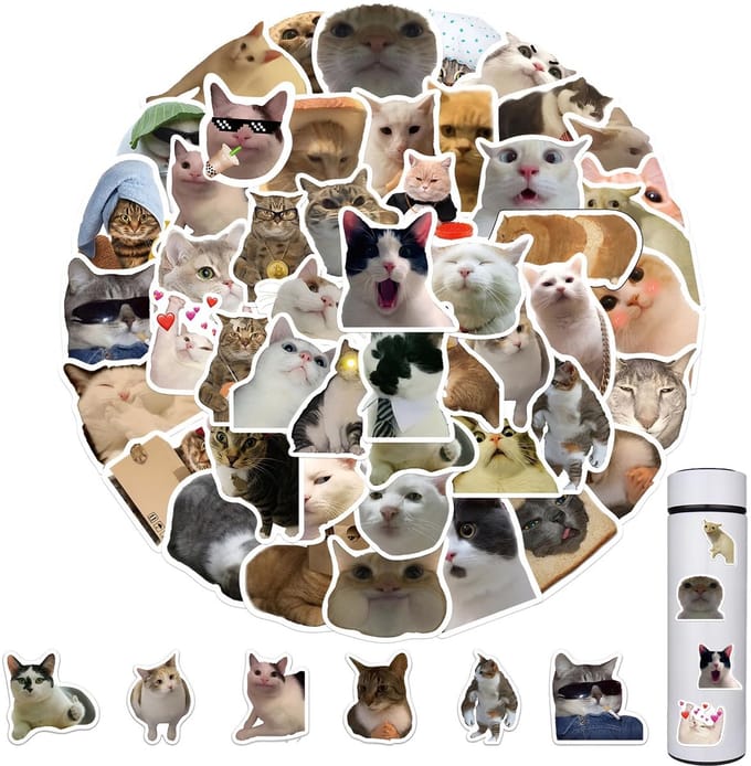Allecto - Grappige Meme Sticker Set - Kat Stickers voor Laptop