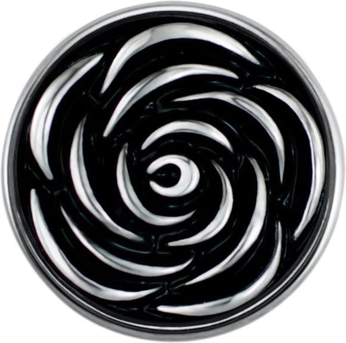 Quiges - Dames Click Button Drukknoop 18mm Bloem Roos Zwart - EBCM002