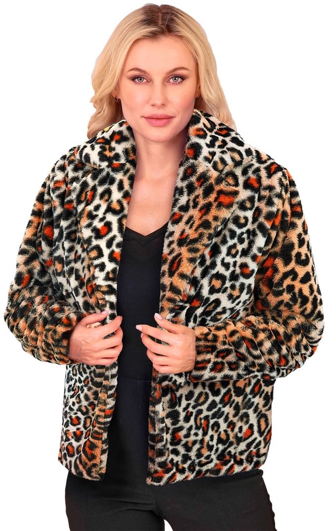 Bontjas pluche dames luipaard print kostuum Niela
