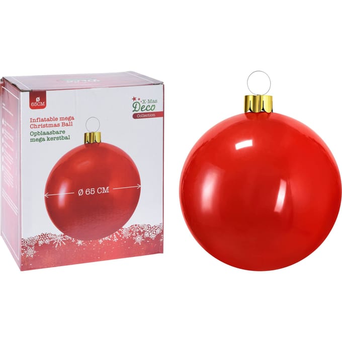 Christmas Decoration mega grote kerstbal - 65 cm - rood - opblaasbaar