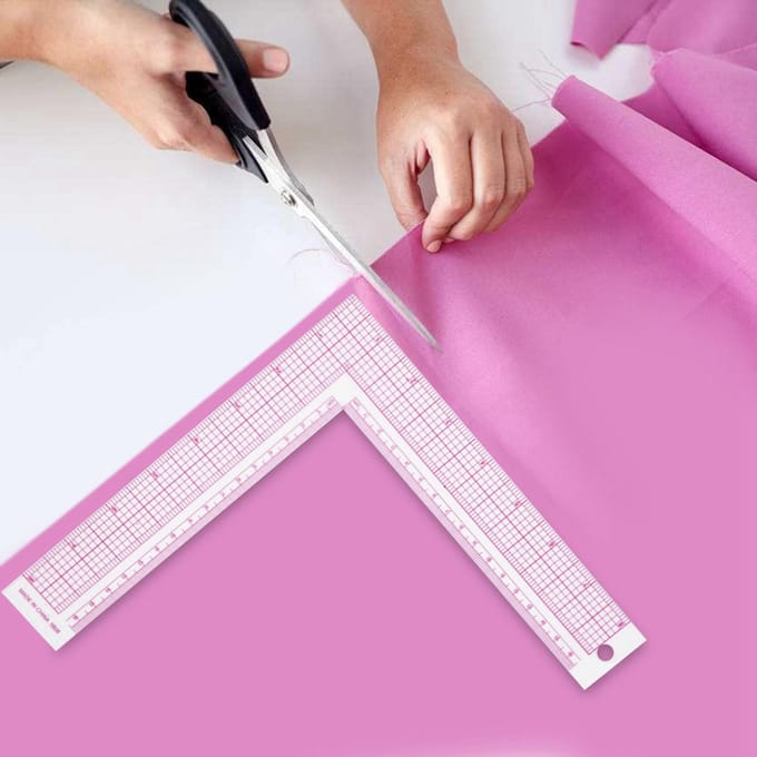 Kunststof L-vormige vierkante naai-meetliniaal, professioneel kleermakersgereedschap (5808) white