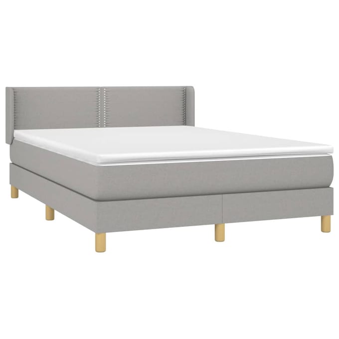 vidaXL - Boxspring - met - matras - stof - lichtgrijs - 140x200 - cm