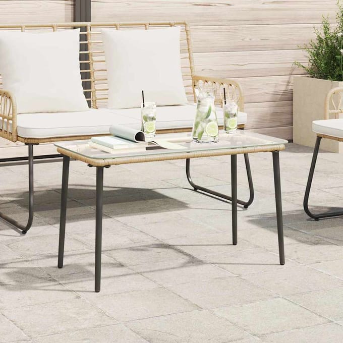 vidaXL Tuinstafel Naturel 80 x 40 x 45 cm poly rattan