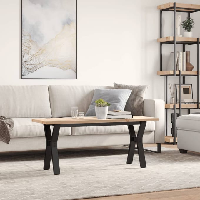 vidaXL - Salontafel - Y-frame - 110x40x45,5 - cm - grenenhout - en - staal