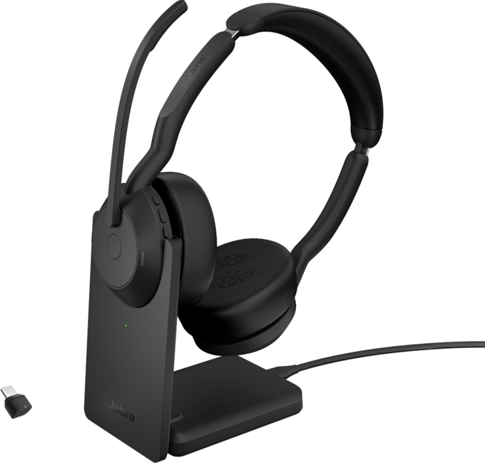 Jabra Evolve2 55 UC Stereo On Ear headset Bluetooth Stereo Zwart Noise Cancelling Microfoon uitschakelbaar (mute), Volumeregeling Computer