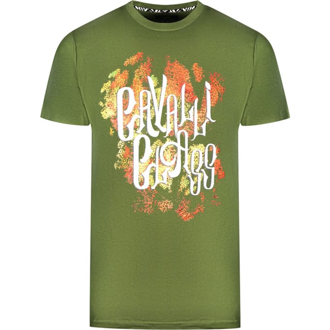 Cavalli Class Gedurfd Logo Groene T-Shirt