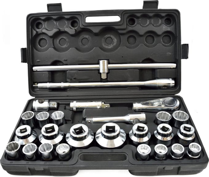 GEKO Dopsleutelset - 12-punts - Chroom Vanadium - 21-65 mm - 26-delig