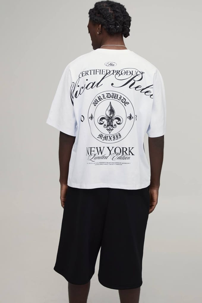 Oversized Fleur Di Lis T-Shirt and Jort Set | Mono | Size Medium