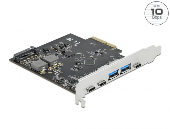 Delock PCI Express x4 Card to 3 x USB Type-C™ + 2 x USB Type-A - SuperSpeed USB 10 Gbps