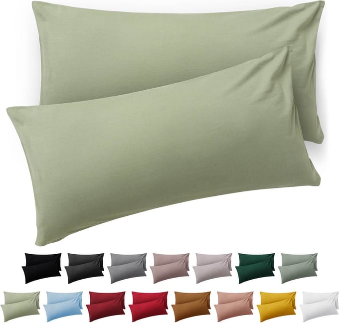 Blumtal Kussensloop Microvezel Kussenhoes 40 x 80 cm - Licht Olijfgroen - Set van 2