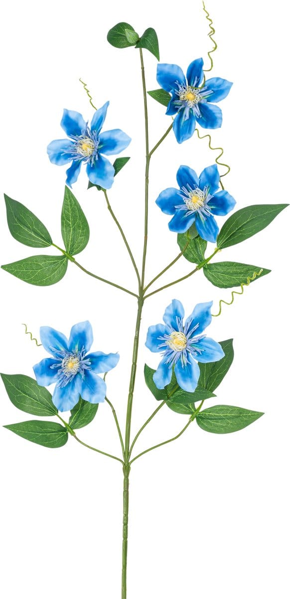 Kunstbloem Clematis dubbel 82 cm blauw