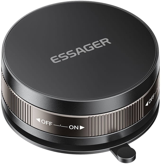 Essager Compacte Magnetische Telefoonhouder Auto Dashboard met Zuignap - Compatibel met MagSafe - Verstelbaar - Zwart