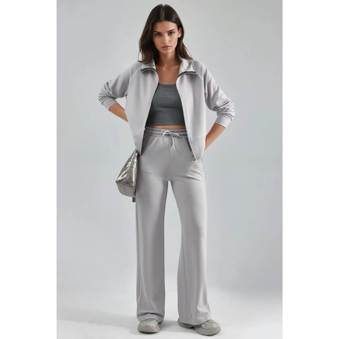 Modal Touch Gebreid Sweatshirt en Broek Set met Rits