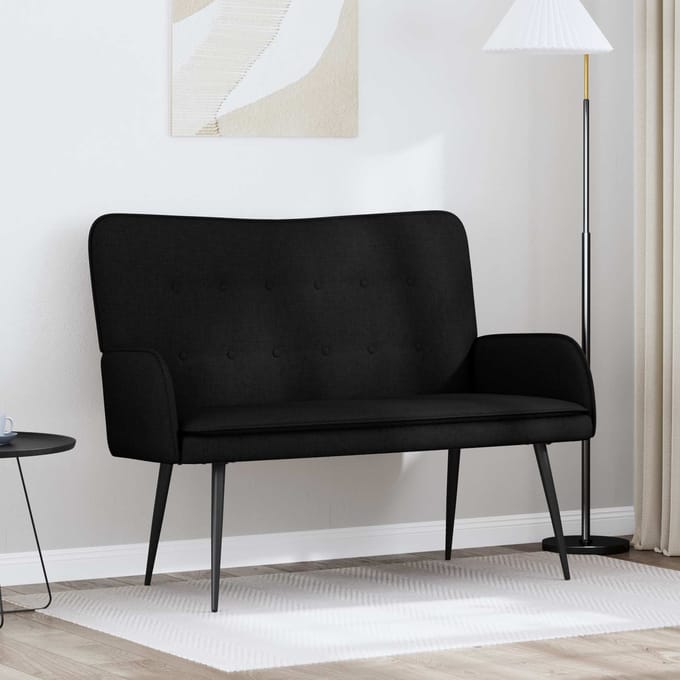 vidaXL - 2-Zits - Sofa - Zwart - 115 - x - 61 - x - 87 - cm - Stof