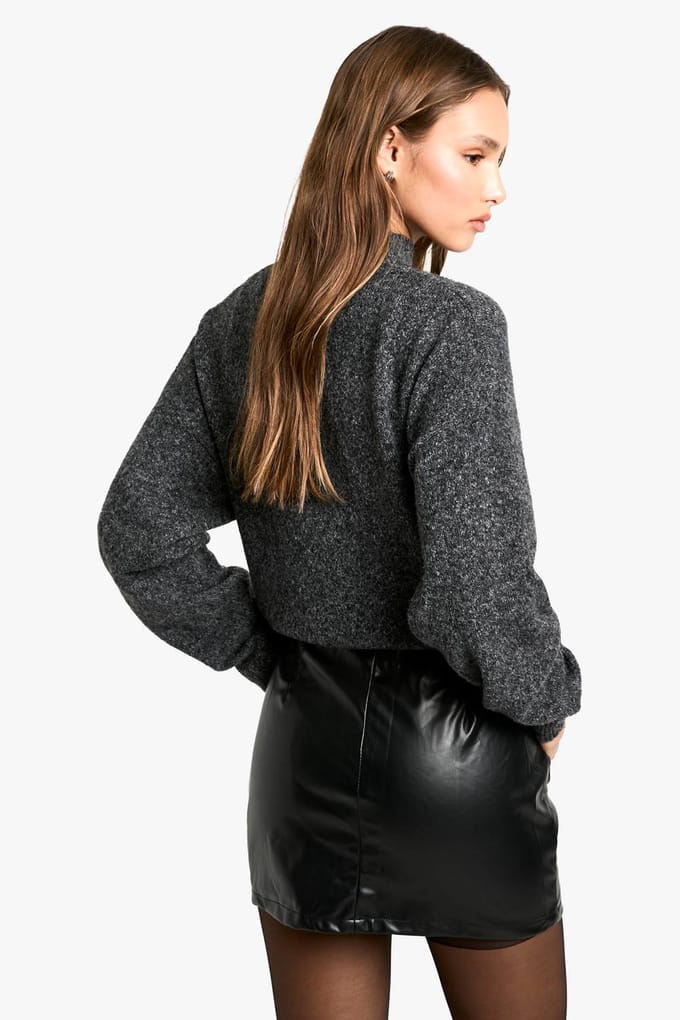 boohoo Dames Pu Gerafelde Mini-Rok | Black | Maat: 6