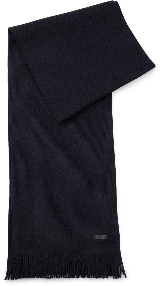 Hugo Boss - Sjaal van verantwoord scheerwol met raschelstructuur - heren - dark blue