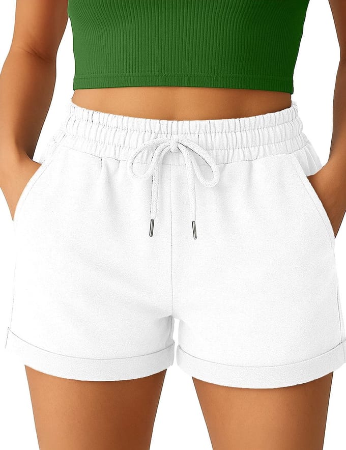 Smith & Solo korte broek dames - comfortabele shorts dames - katoen sweat short - Wit - S