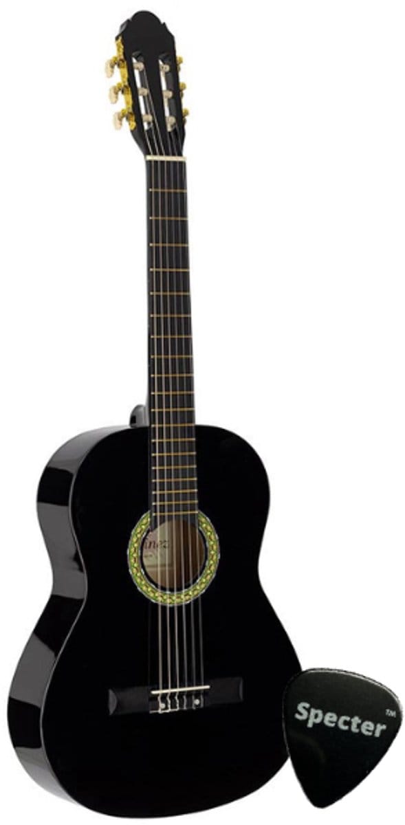 Antonio Martinez Klassieke Gitaar 3/4 Size Black met Specter Plectrum