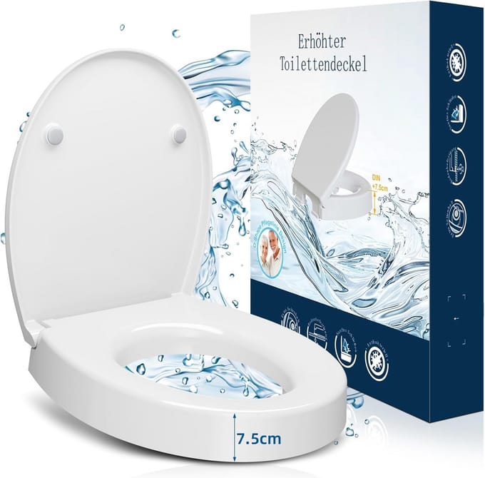 Verhoogde Toiletbril 7,5 cm Duroplast met Softclose Mechanisme Wit