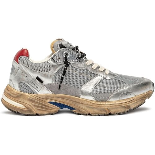 Crime Londen heren sneaker Bristol leder en mesh zilver
