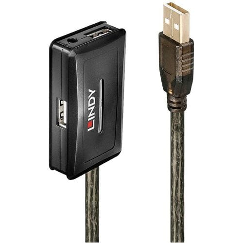 LINDY 42635 USB-kabel USB 2.0 USB-A stekker, USB-A bus, USB-A bus, USB-A bus, USB-A bus 10.00 m Grijs