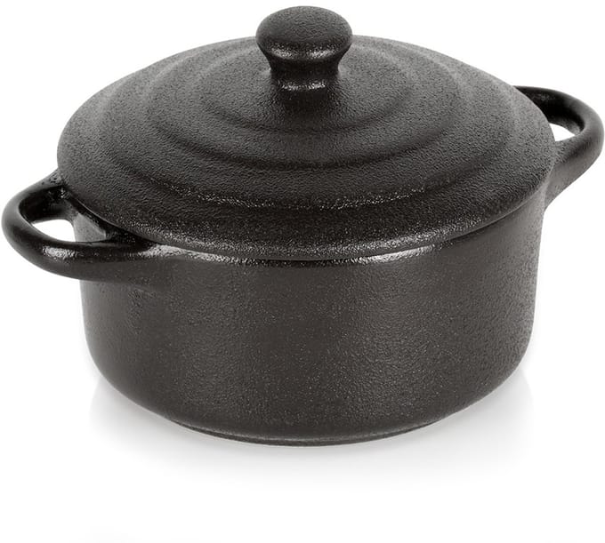 Vilde - Porseleinen Ovenschaal - 150ml - Zwart - Inclusief Deksel