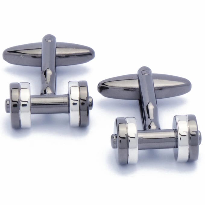 Manchetknopen - Halter Gewichten Dumbells Donker Metaal