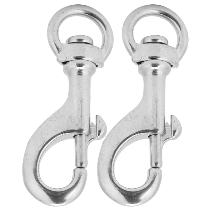2 stuks 80MM Duiken 316 Roestvrij Staal Draaioog Karabijnhaak Draaiende Enkelvoudige Duikclip white