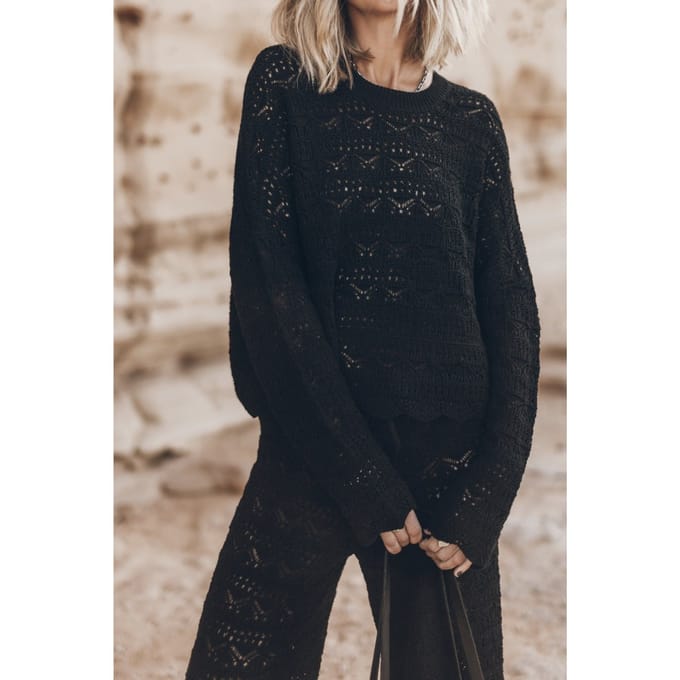 Mikuta The Black Crochet Sweater Black Größe: L | Pullover Outlet | Damen | Schwarz