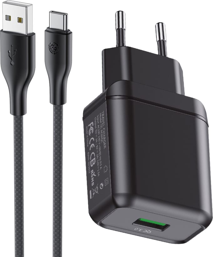 Usb C oplader met kabel - 18w Quick Charge - 2 meter - Usb stekker geschikt voor Android smartphone / tablet / e-reader
