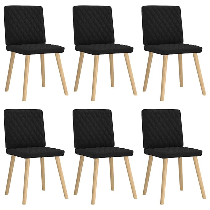 vidaXL - Eetkamerstoelen - 6 - st - stof - zwart