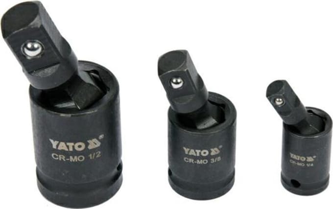 Yato YT-10643 - Impact Kniegewrichtset - 3-delig - 1/4" + 3/8" + 1/2" - CrMo Staal