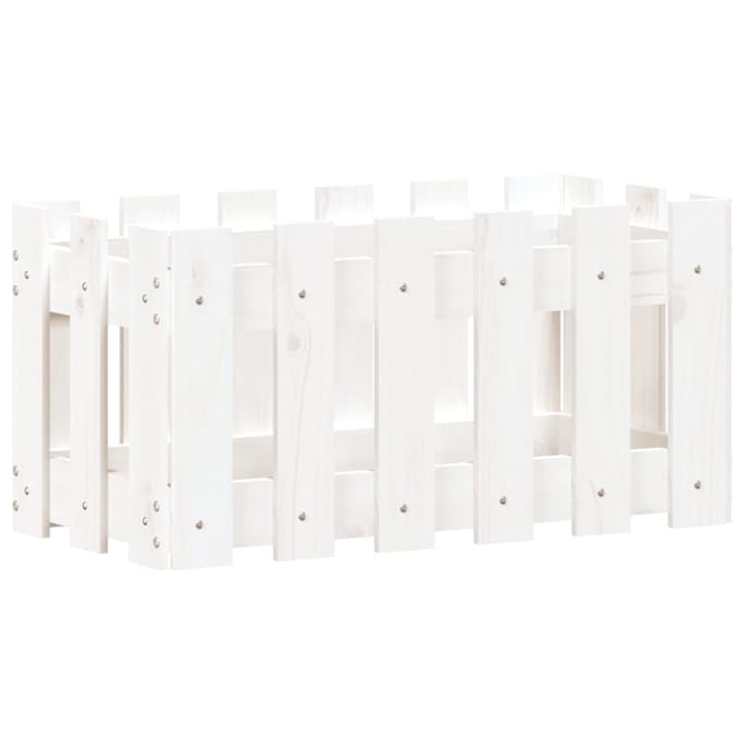 vidaXL - Plantenbak - met - hekontwerp - 60x30x30 - cm - massief - grenenhout - wit