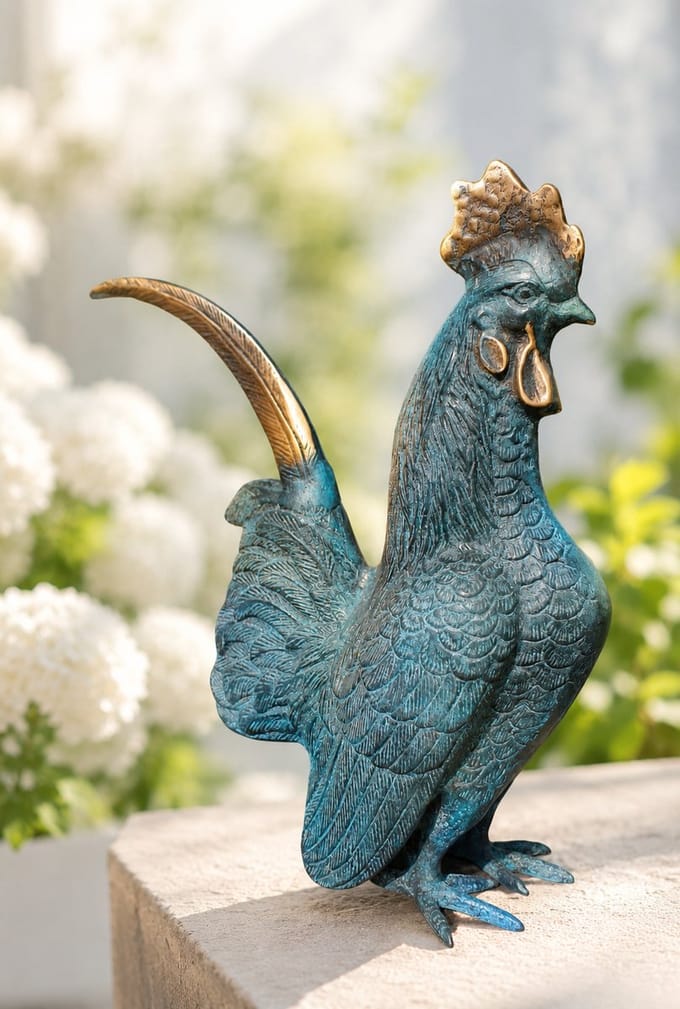 Tuinbeeld - bronzen beeld - Haan - Bronzartes - 27 cm hoog