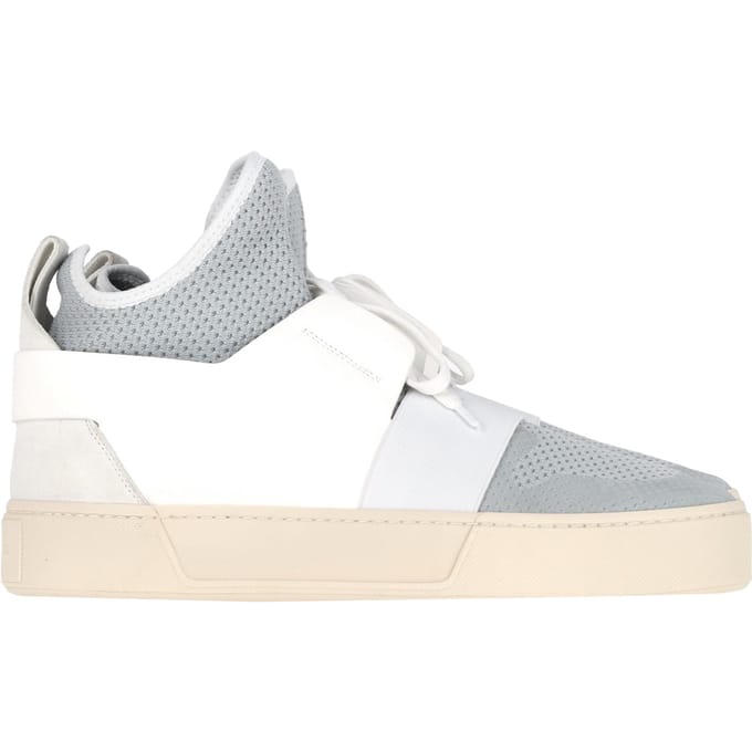 Balenciaga Sokstijl High-Top Sneakers in Grijs en Wit Polyester en Leer