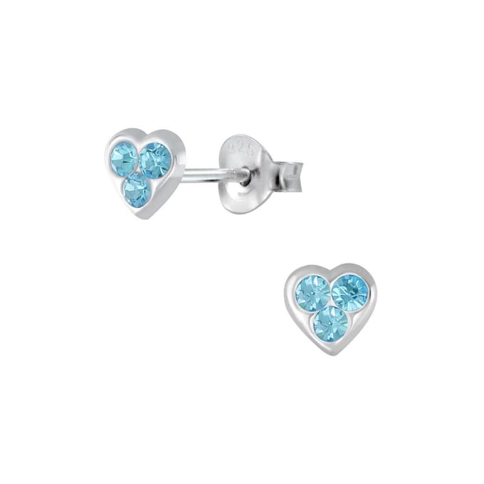 Joy|- Zilveren 5 mm hartje oorbellen blauw kristal