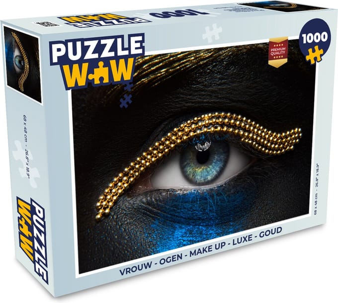 Puzzel Vrouw - Ogen - Make up - Luxe - Goud - Legpuzzel - Puzzel 1000 stukjes volwassenen