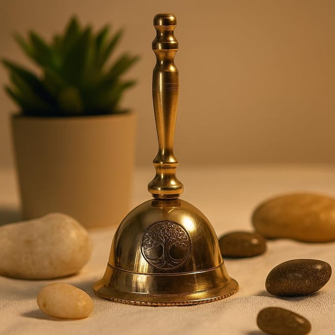 Messing Altaarbel met Levensboom – Rituele Bel voor Wicca & Rituelen