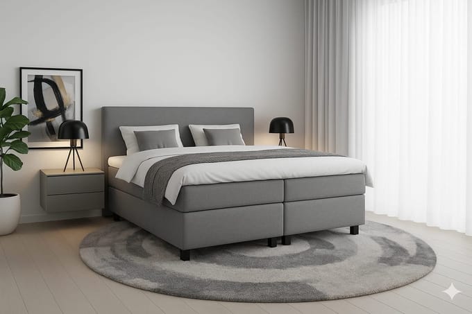 Boxspring DreamLux - 180x210 Compleet - Grijs Glad - BalBedden