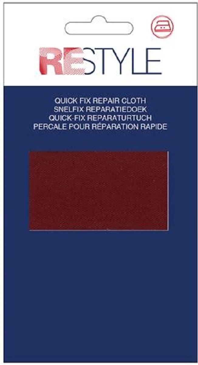 Restyle Strijkbaar Reparatiedoek Bordeaux Rood - 11 x 36 cm