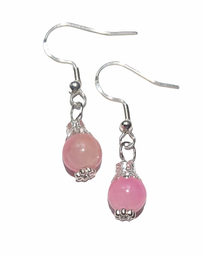 Zilveren Oorhangers Kristal Bal Roze