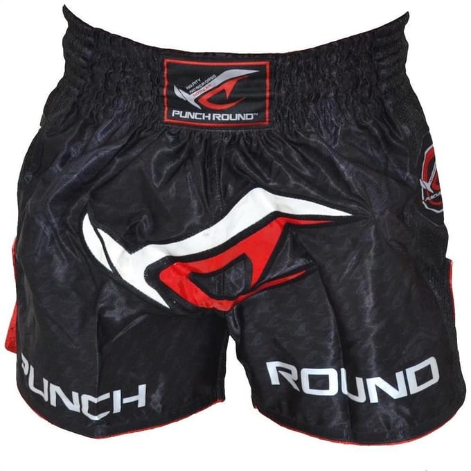 PunchR NoFear Muay Thai Kickboks Broek Zwart Rood - M
