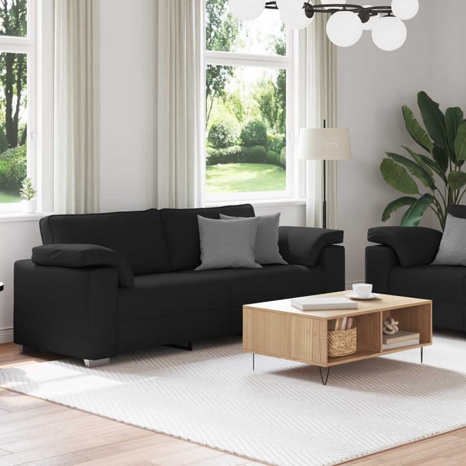vidaXL Bank 2 pcs Zwart 219 x 80 x 82 cm Stof